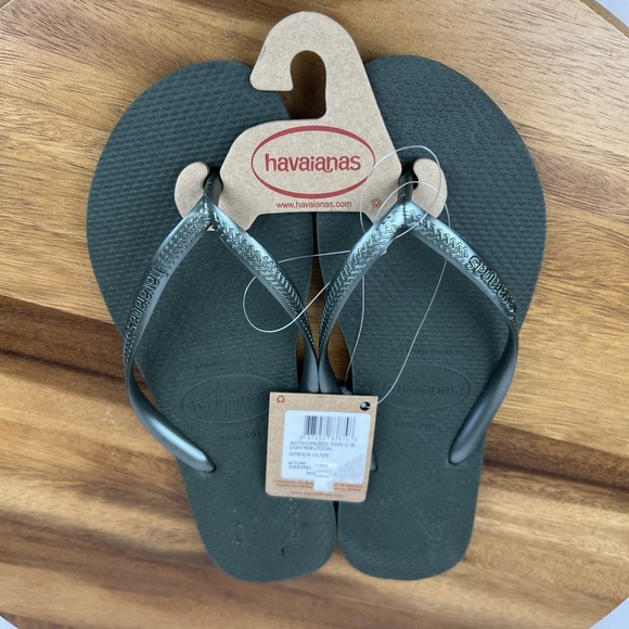 Havaianas Shoes - New NWT Womens Havaianas Green Casual Beach Flip Flop Thong Sandals Size 9/10 M